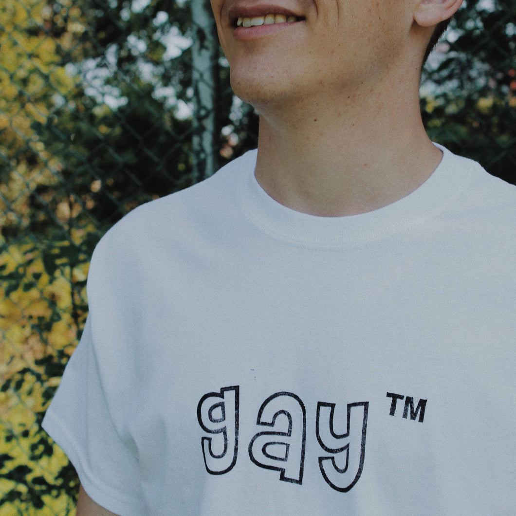 hand printed 'gay ™' t-shirt