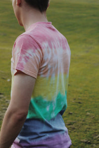 rainbow striped tie dye t-shirt