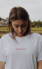 Load image into Gallery viewer, personalised saying hand embroidered t-shirt
