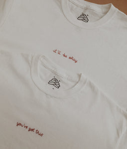 hand embroidered 'it'll be okay' t-shirt