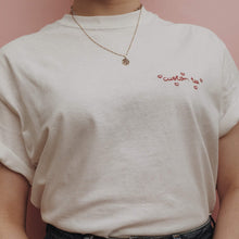 Load image into Gallery viewer, personalised hand embroidered heart border t-shirt
