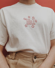 Load image into Gallery viewer, embroidered &#39;give &#39;em hell&#39; t-shirt
