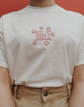 Load image into Gallery viewer, embroidered &#39;give &#39;em hell&#39; t-shirt
