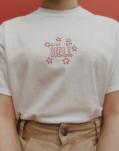 embroidered 'give 'em hell' t-shirt