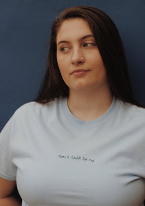 hand embroidered 'don't talk to me' t-shirt