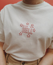 Load image into Gallery viewer, embroidered &#39;give &#39;em hell&#39; t-shirt
