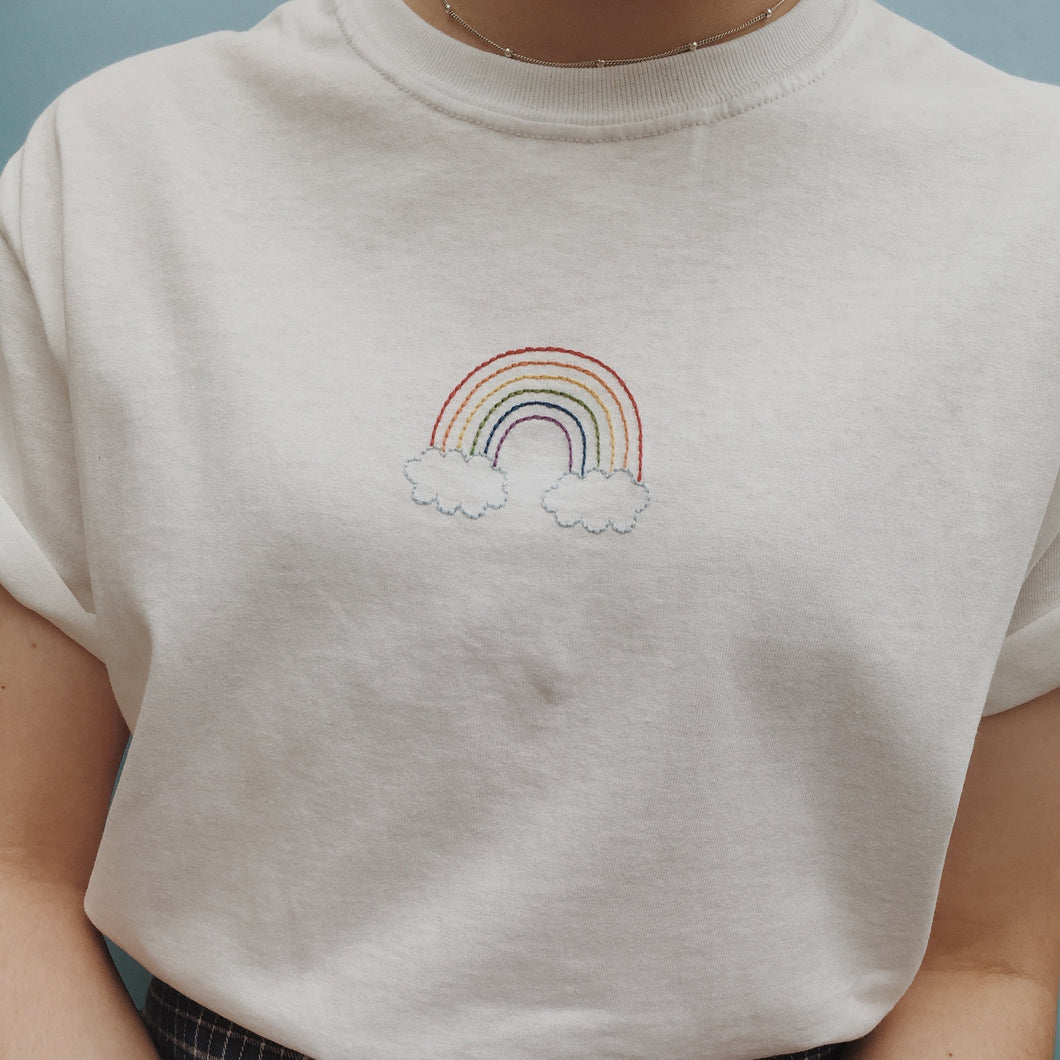 embroidered rainbow t-shirt