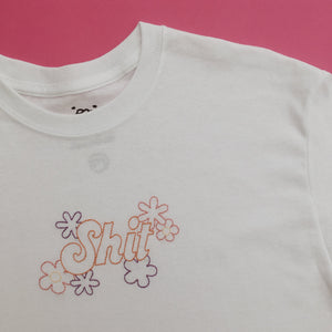 hand embroidered 'shit' t-shirt