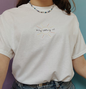 embroidered 'only looking up' t-shirt