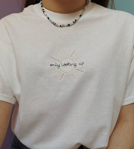 embroidered 'only looking up' t-shirt