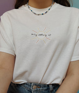 embroidered 'only looking up' t-shirt