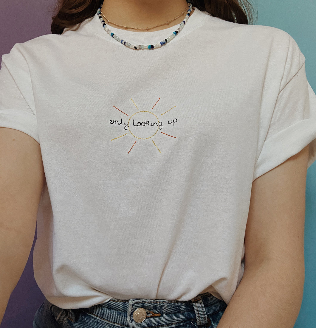 embroidered 'only looking up' t-shirt