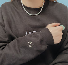 Load image into Gallery viewer, personalised text and embroidered sleeve crew neck jumper
