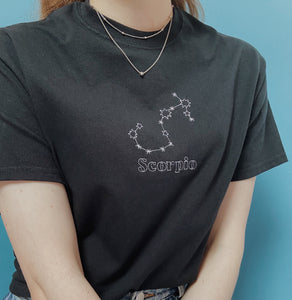 zodiac constellation embroidered t-shirt