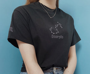 zodiac constellation embroidered t-shirt