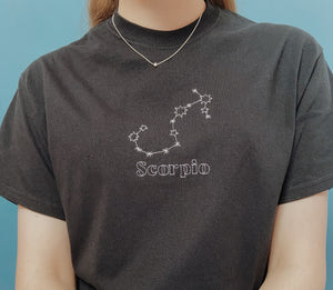 zodiac constellation embroidered t-shirt